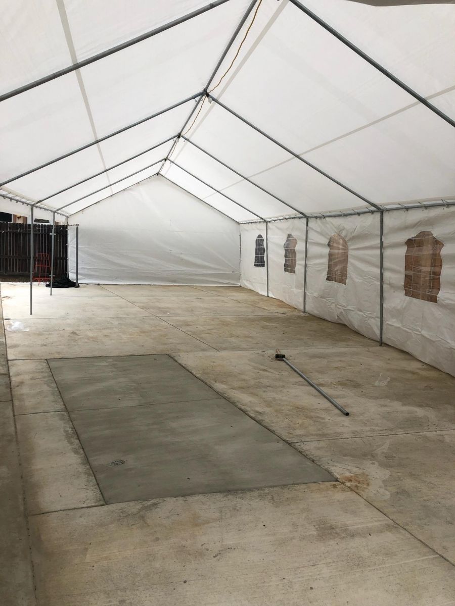 20 x 40 tent setup on concrete